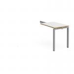 Adapt add on unit single return desk 800mm x 600mm - silver frame and white top with oak edge