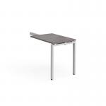 Adapt add on unit single return desk 800mm x 600mm - white frame, grey oak top ER86-AB-WH-GO