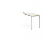 Adapt add on unit single return desk 800mm x 600mm - white frame, white top with oak edge ER86-AB-WH-WO