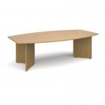 Arrow head leg radial boardroom table 2400mm x 800/1300mm - oak