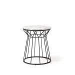 Este circular side table with black wire frame and Carrara marble effect top ESC450