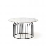 Este circular coffee table with black wire frame and Carrara marble effect top ESC800