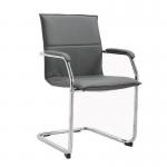 Essen stackable meeting room cantilever chair - grey faux leather ESS100S2-G