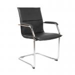 Essen stackable meeting room cantilever chair - black faux leather ESS100S2-K