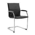 Essen stackable meeting room cantilever chair - black faux leather ESS100S2-K
