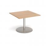 Eternal square extension table 1000mm x 1000mm - brushed steel base and beech top