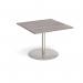 Eternal square extension table 1000mm x 1000mm - brushed steel base, grey oak top ETN10-BS-GO