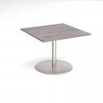 Eternal square extension table 1000mm x 1000mm - brushed steel base and grey oak top