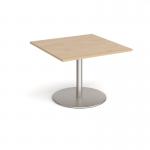 Eternal square extension table 1000mm x 1000mm - brushed steel base, kendal oak top ETN10-BS-KO