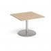 Eternal square extension table 1000mm x 1000mm - brushed steel base, kendal oak top ETN10-BS-KO