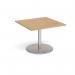 Eternal square extension table 1000mm x 1000mm - brushed steel base, oak top ETN10-BS-O