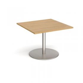 Eternal square extension table 1000mm x 1000mm - brushed steel base and oak top ETN10-BS-O