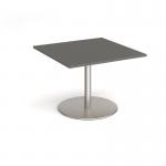 Eternal square extension table 1000mm x 1000mm - brushed steel base, onyx grey top ETN10-BS-OG