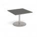 Eternal square extension table 1000mm x 1000mm - brushed steel base, onyx grey top ETN10-BS-OG