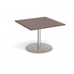 Eternal square extension table 1000mm x 1000mm - brushed steel base and walnut top ETN10-BS-W