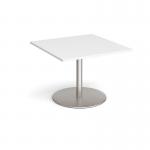 Eternal square extension table 1000mm x 1000mm - brushed steel base, white top ETN10-BS-WH