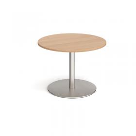 Eternal circular boardroom table 1000mm - brushed steel base, beech top ETN10C-BS-B