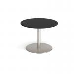 Eternal circular boardroom table 1000mm - brushed steel base, black top ETN10C-BS-BK