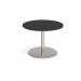 Eternal circular boardroom table 1000mm - brushed steel base, black top ETN10C-BS-BK