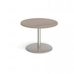 Eternal circular boardroom table 1000mm - brushed steel base, Barcelona walnut top ETN10C-BS-BW