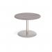 Eternal circular boardroom table 1000mm - brushed steel base, grey oak top ETN10C-BS-GO