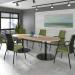 Eternal circular boardroom table 1000mm - brushed steel base, grey oak top ETN10C-BS-GO