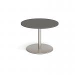 Eternal circular boardroom table 1000mm - brushed steel base, onyx grey top ETN10C-BS-OG