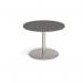 Eternal circular boardroom table 1000mm - brushed steel base, onyx grey top ETN10C-BS-OG