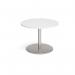 Eternal circular boardroom table 1000mm - brushed steel base, white top ETN10C-BS-WH