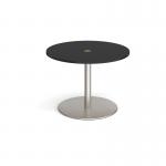 Eternal circular meeting table 1000mm with central circular cutout 80mm - brushed steel base, black top ETN10C-CO-BS-BK