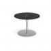 Eternal circular meeting table 1000mm with central circular cutout 80mm - brushed steel base, black top ETN10C-CO-BS-BK