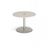 Eternal circular meeting table 1000mm with central circular cutout 80mm - brushed steel base, light grey top ETN10C-CO-BS-LG