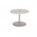 Eternal circular meeting table 1000mm with central circular cutout 80mm - brushed steel base, light grey top ETN10C-CO-BS-LG