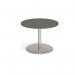 Eternal circular meeting table 1000mm with central circular cutout 80mm - brushed steel base, onyx grey top ETN10C-CO-BS-OG