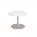 Eternal circular meeting table 1000mm with central circular cutout 80mm - brushed steel base, white top ETN10C-CO-BS-WH