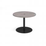 Eternal circular meeting table 1000mm with central circular cutout 80mm - black base, grey oak top ETN10C-CO-K-GO