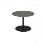 Eternal circular meeting table 1000mm with central circular cutout 80mm - black base, onyx grey top ETN10C-CO-K-OG