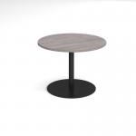 Eternal circular boardroom table 1000mm - black base and grey oak top