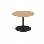 Eternal circular boardroom table 1000mm - black base and oak top ETN10C-K-O
