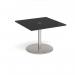 Eternal square meeting table 1000mm x 1000mm with central circular cutout 80mm - brushed steel base, black top ETN10-CO-BS-BK