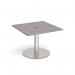 Eternal square meeting table 1000mm x 1000mm with central circular cutout 80mm - brushed steel base, grey oak top ETN10-CO-BS-GO