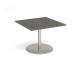 Eternal square meeting table 1000mm x 1000mm with central circular cutout 80mm - brushed steel base, onyx grey top ETN10-CO-BS-OG