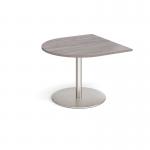 Eternal radial extension table 1000mm x 1000mm - brushed steel base, grey oak top ETN10D-BS-GO