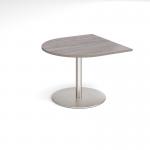Eternal radial extension table 1000mm x 1000mm - brushed steel base and grey oak top