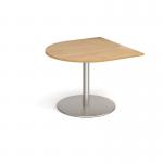 Eternal radial extension table 1000mm x 1000mm - brushed steel base, oak top ETN10D-BS-O