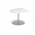 Eternal radial extension table 1000mm x 1000mm - brushed steel base, white top ETN10D-BS-WH