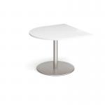 Eternal radial extension table 1000mm x 1000mm - brushed steel base and white top
