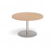 Eternal circular boardroom table 1200mm - brushed steel base, beech top ETN12C-BS-B