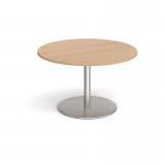 Eternal circular boardroom table 1200mm - brushed steel base and beech top
