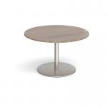 Eternal circular boardroom table 1200mm - brushed steel base, Barcelona walnut top ETN12C-BS-BW